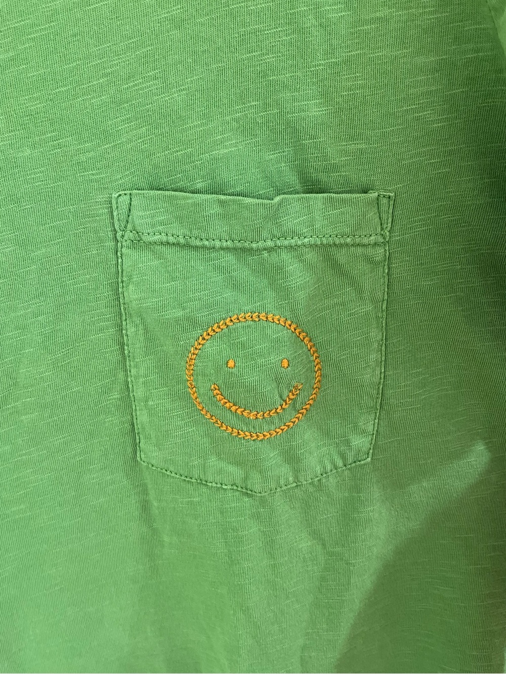 Embroidered Smiley Face Green T-shirt Toad & Co Sz M